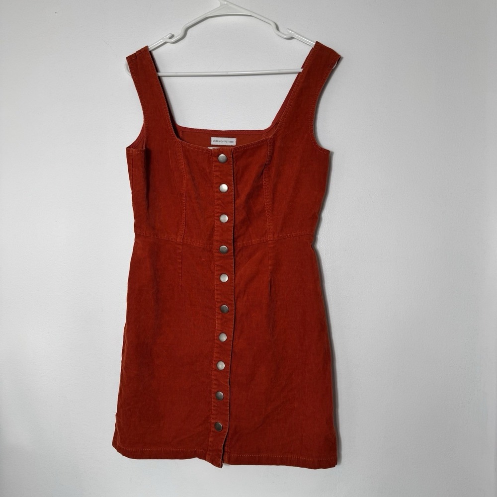 Urban Outfitters Burnt Orange‎ Corduroy Snap Front Mini Dress Size 4